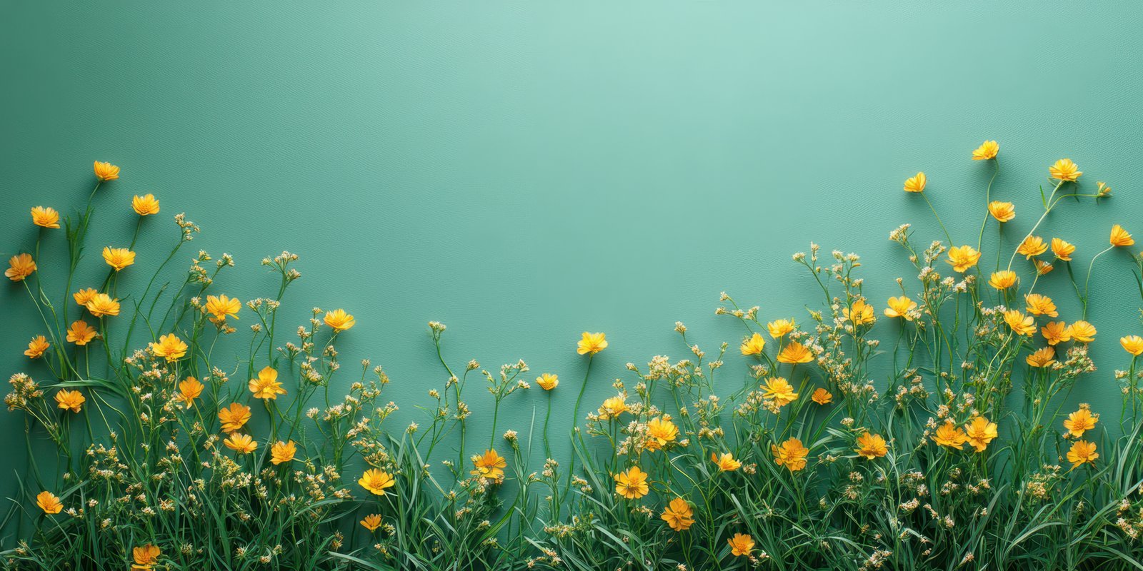Bright yellow flowers bloom against a vibrant green background in a natural setting during daylight hours